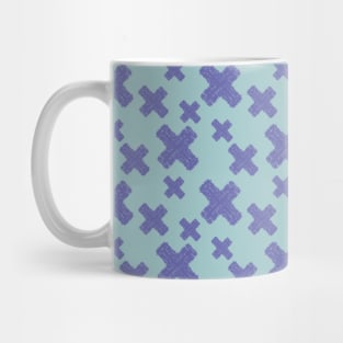 Modern geometric tie dye purple X pattern on blue Mug